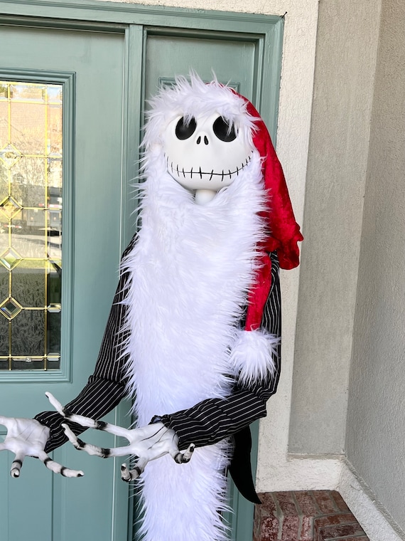 Jack Skellington Deluxe Velvet Santa Hat Attached Fur Beard