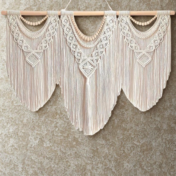 Large Macrame Wall Hanging 43x32 Inches, Handmade Boho Tapestry Wall Art, Woven Macrame Decor for Living Room Bedroom, Bohemian Home Decor