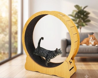 Cat Wooden Exercise Wheel | Large Running Wheel for Indoor Cats