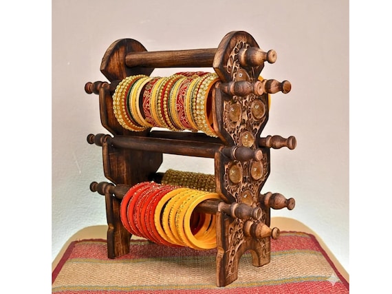 Handmade Wooden Bangle Stand, Indian bangles,bracelet Organizer
