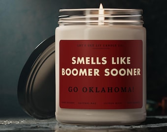 Smells Like Boomer Sooner, Oklahoma University, Football, Unique Candle Gift, Oklahoma Sooners Gift Candle, Game Day Decor, Sport Themed