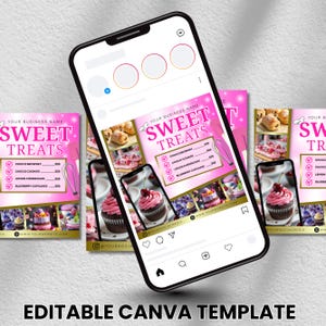 Bakery Flyer, Bake, Sweet Treats Flyer, Dessert Flyer, Shop Flyer, Pastry Flyer, Cake Business Template, Instant Download, Canva Editable
