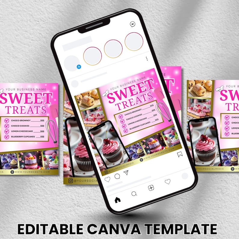 Bakery Flyer, Bake, Sweet Treats Flyer, Dessert Flyer, Shop Flyer, Pastry Flyer, Cake Business Template, Instant Download, Canva Editable