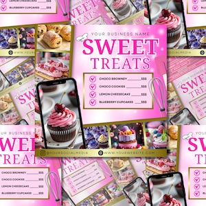 Bakery Flyer, Bake, Sweet Treats Flyer, Dessert Flyer, Shop Flyer, Pastry Flyer, Cake Business Template, Instant Download, Canva Editable