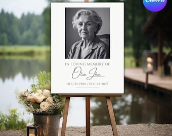 Funeral Welcome Sign Template, Celebration of Life Poster, Printable Memorial Sign, Digital Download Canva Editable Template