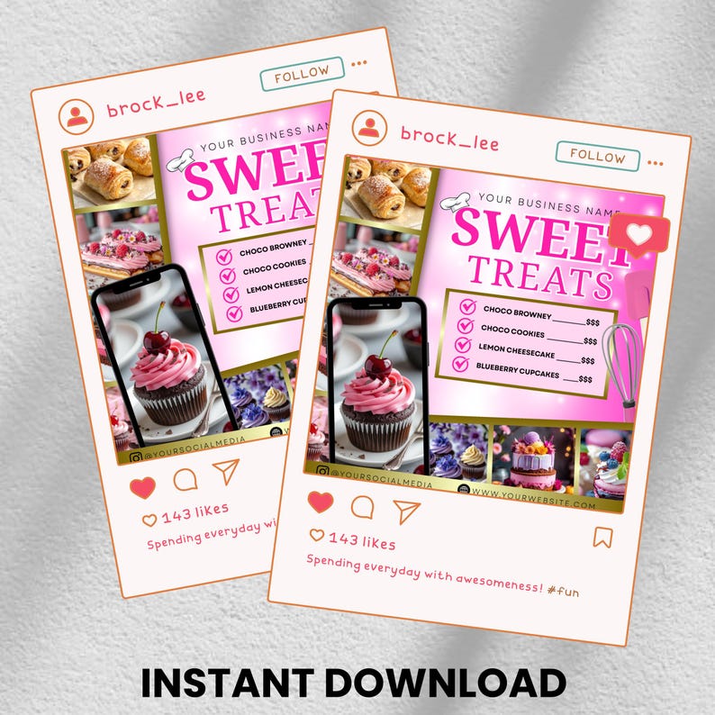 Bakery Flyer, Bake, Sweet Treats Flyer, Dessert Flyer, Shop Flyer, Pastry Flyer, Cake Business Template, Instant Download, Canva Editable