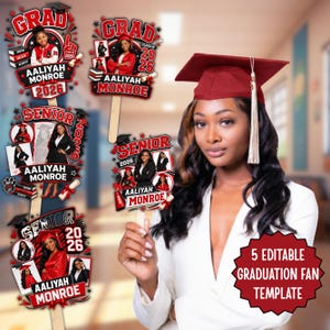 Graduation Fan Templates, Class of 2026 Canva Bundle, Digital Download, Canva Editable Template