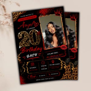 Cheetah Print Birthday Invitation Template, Birthday Invitations, Wild Party Design, Digital Download, Canva Editable Template