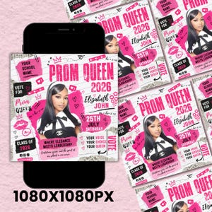 Pink And White Prom Flyer,Rip Me Out of My Plastic,prom Queen & King Vote Flyer,Class Campaign Flyer, Prom Queen Election Flyer, DIY Canva