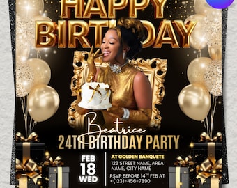 Birthday Flyer, Birthday Girl, Birthday Template, Birthday Party, Birthday Invitation, Birthday Dinner, Birthday Bash, Birthday Invite, DIY