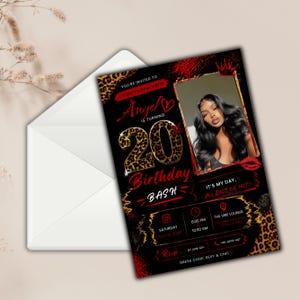 Cheetah Print Birthday Invitation Template, Birthday Invitations, Wild Party Design, Digital Download, Canva Editable Template