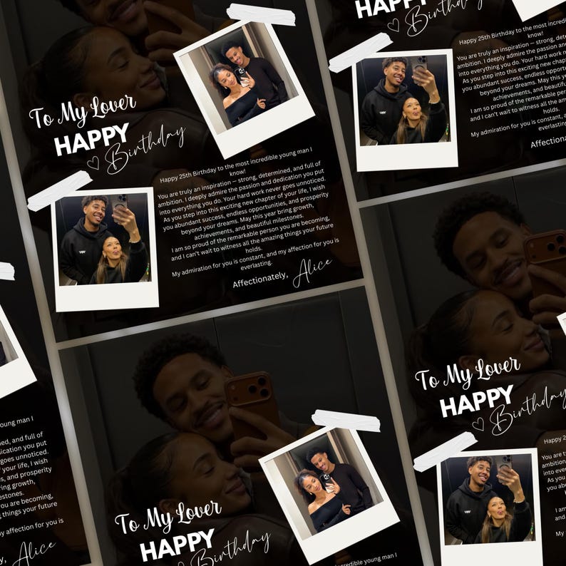 Romantic Birthday Flyer, Canva Editable Template (Digital Download)