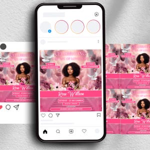 Memorial Balloon Release Flyer, Funeral Flyer, Memorial Flyer, RIP Template, Memorial Template, Funeral Invite,  Canva Editable, Diy Canva