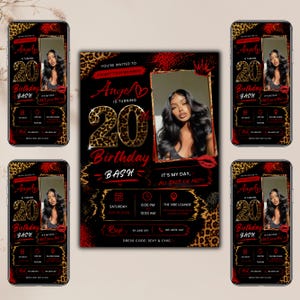 Cheetah Print Birthday Invitation Template, Birthday Invitations, Wild Party Design, Digital Download, Canva Editable Template