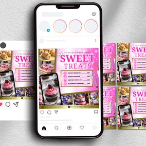 Bakery Flyer, Bake, Sweet Treats Flyer, Dessert Flyer, Shop Flyer, Pastry Flyer, Cake Business Template, Instant Download, Canva Editable