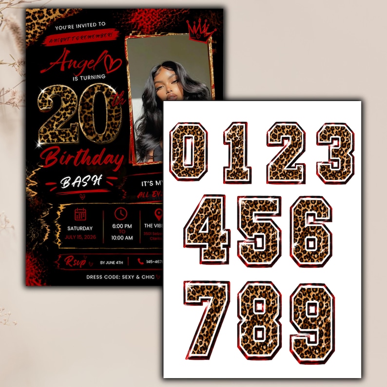 Cheetah Print Birthday Invitation Template, Birthday Invitations, Wild Party Design, Digital Download, Canva Editable Template