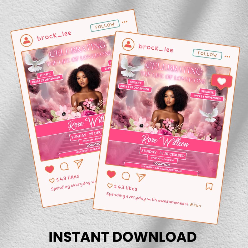 Memorial Balloon Release Flyer, Funeral Flyer, Memorial Flyer, RIP Template, Memorial Template, Funeral Invite,  Canva Editable, Diy Canva