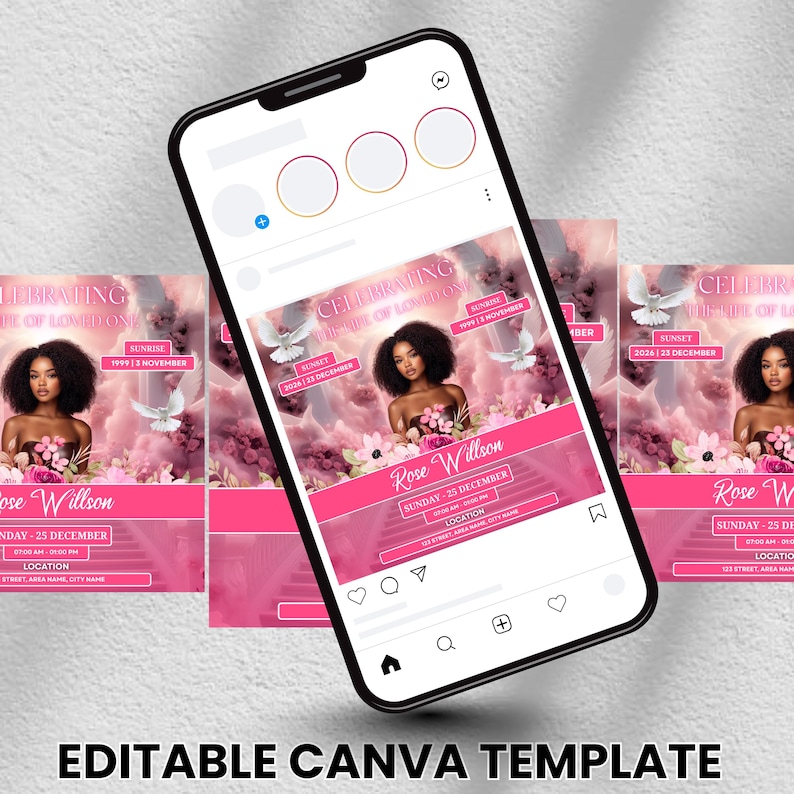 Memorial Balloon Release Flyer, Funeral Flyer, Memorial Flyer, RIP Template, Memorial Template, Funeral Invite,  Canva Editable, Diy Canva