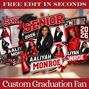 Graduation Fan Templates, Class of 2026 Canva Bundle, Digital Download, Canva Editable Template