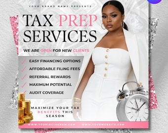 "Tax Prep Flyer, Flyer Vorlage, ""Tax Prep"" Instagram, "Flyer für die Steuersaison, ""Flyer für die Kreditreparatur"", "Flyer für die Steuervorbereitung, ""Canva Editable""."