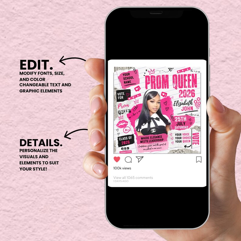 Pink And White Prom Flyer,Rip Me Out of My Plastic,prom Queen & King Vote Flyer,Class Campaign Flyer, Prom Queen Election Flyer, DIY Canva