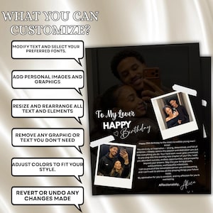 Romantic Birthday Flyer, Canva Editable Template (Digital Download)
