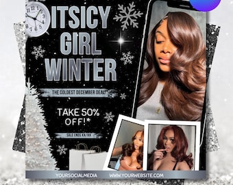 Winter Beauty Booking Flyer, Hairstylist, Lash Tech, Nail Tech, MUA, Digital Download, Canva Editable Template