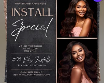 Install Special Flyer, Hair Stylist Booking Flyer, Hair, Lash, Nail, Digital Download Canva Editable Template