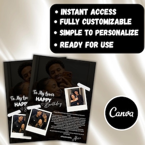 Romantic Birthday Flyer, Canva Editable Template (Digital Download)