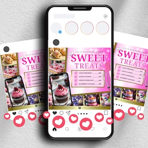 Bakery Flyer, Bake, Sweet Treats Flyer, Dessert Flyer, Shop Flyer, Pastry Flyer, Cake Business Template, Instant Download, Canva Editable