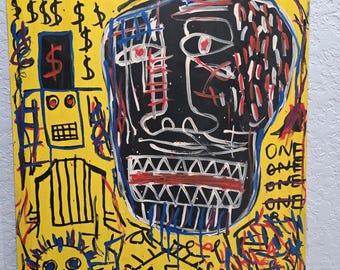 Jean-Michel Basquiat (After) Oil Painting on Canvas