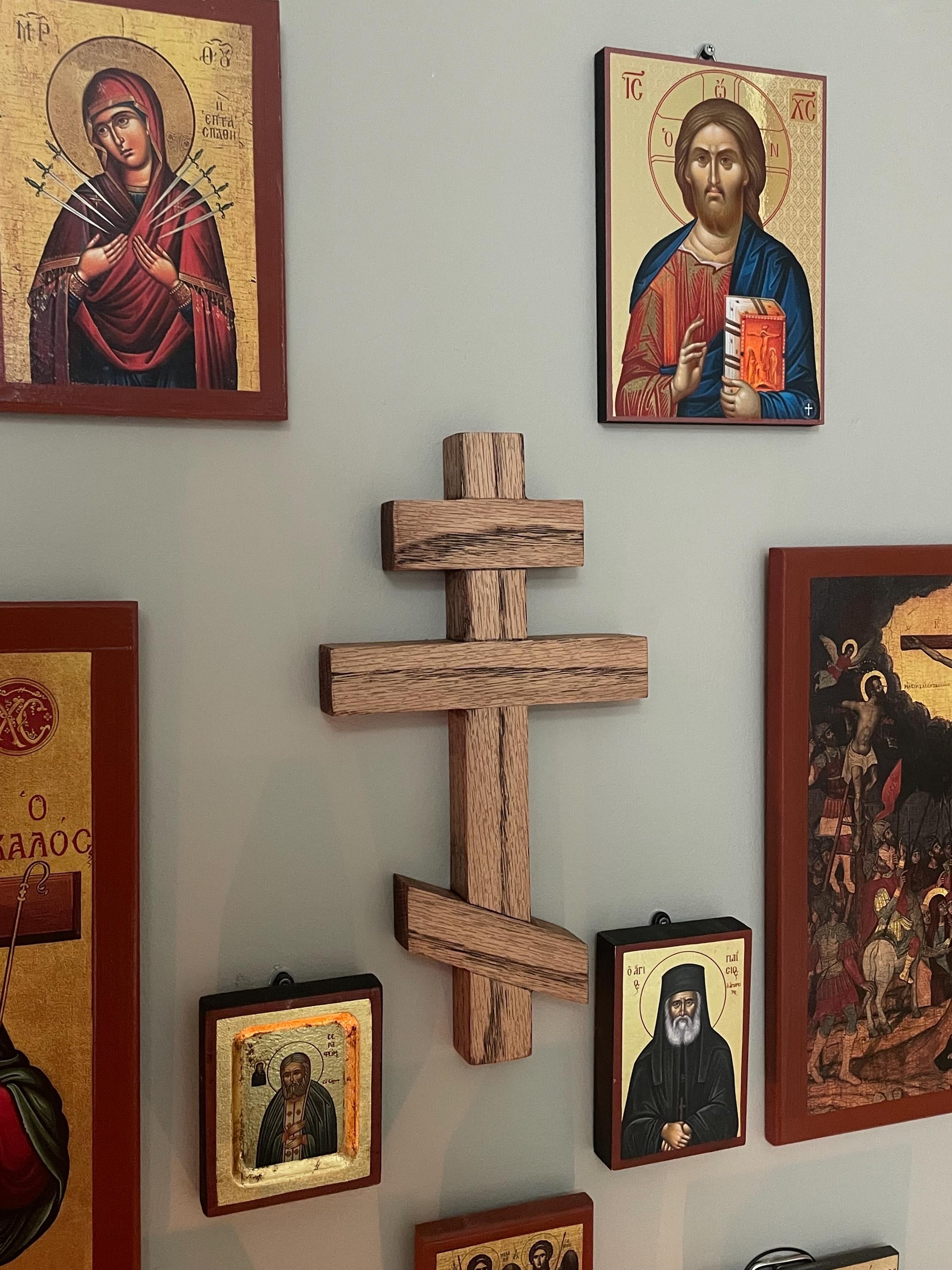 Croce di legno da parete fatta a mano Croce ortodossa Decorazioni di casa 907329