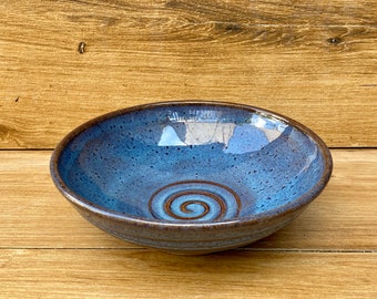Handmade Pottery Bowl ~ Ceramic Bowl Wheel Thrown ~ Stunning Blue with Shades of Brown - Stoneware - KLynnsArt