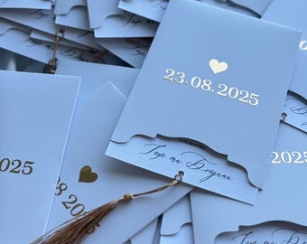 Personalized Wedding Invitations with Holder | Linen Paper Wedding Invite | Elegant Wedding Invitations