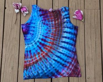 bright fan fold design medium womens beach top t-shirt dress for summer Hippie girls tie dye dress