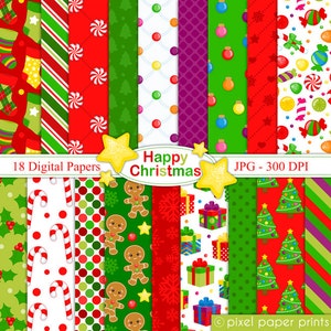 Christmas Patterns - Digital paper set - Christmas Patterns - Backgrounds - Not Seamless - For Scrapbooking, Cards, sublimation & more