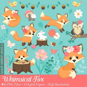 Fox Clip Art - Digital Download - Cute Fox Graphics - Printable - Instant Download - For sublimation, POD clothes, wall decor, cards & more