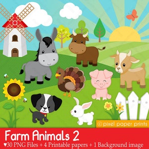 Farm Animals Clip Art  Part 2 - Digital Download - Printable High Resolution Graphics for crafts and digital design