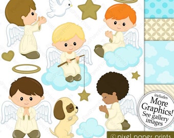 Angel Clipart - Digital Download - PNG Files - Digital Download - Graphics for favors, crafts, digital design, invitations & more