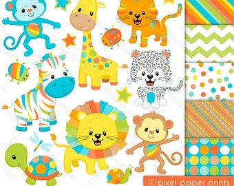 Baby Animals Clipart - Cute Colorful Animals Graphics - Digital Download - For sublimation, party printables, wall decor, stickers and more