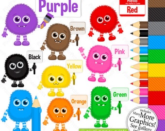 Color Learning Clipart - Educational Digital Images for Parents & Teachers - Preschool Learning - Instant Download - Printable