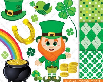 St. Patrick's Day - Digital paper and clip art set - Digital download