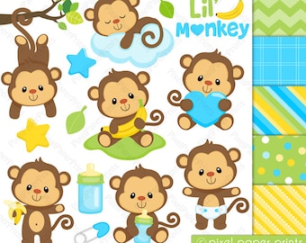 Baby Monkey Clipart Etsy