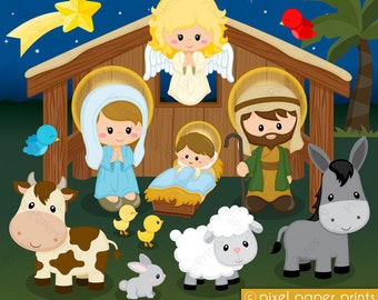 Nativity Scene Clip Art - Part 1 Nativity clipart - Christmas - Graphics - Printable - Digital Download - PNG files