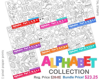 Alphabet Digital Stamps - ABC clip art - Bundle price - School clipart