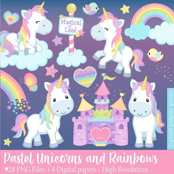 Unicorns and Rainbows - Unicorn Clipart Rainbow Clip Art
