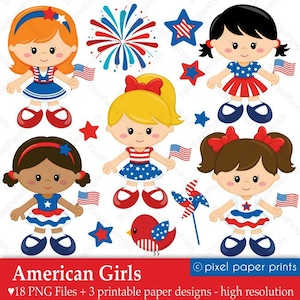 American Girls - 4th of July - Digital paper and clip art set