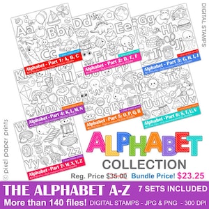 Complete Alphabet Clipart Bundle | Black & White PNGs from A to Z | Instant Download for Educational Materials and Crafts