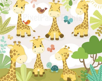Giraffe clipart - Cute Giraffe Graphics- Animal clipart - Instant Download - Graphics for crafts - Printable - Digital Sticker Bundle