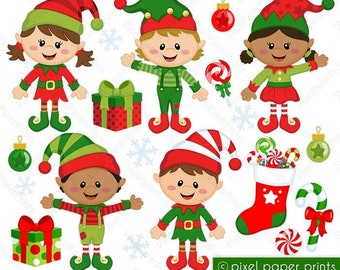 Elf Clip Art - Christmas Elf - Happy Elves -Digital Download - Christmas - PNG - For crafts, sublimation, cards, DIY, clothes & more